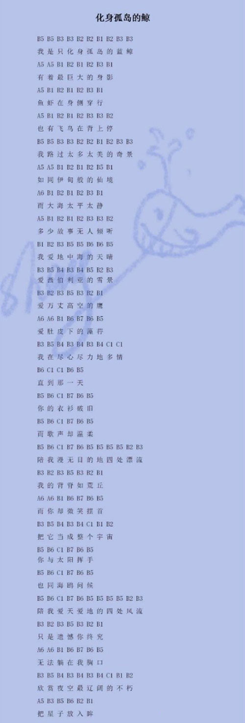 《光遇》化身孤岛的鲸怎么弹？化身孤岛的鲸乐谱推荐